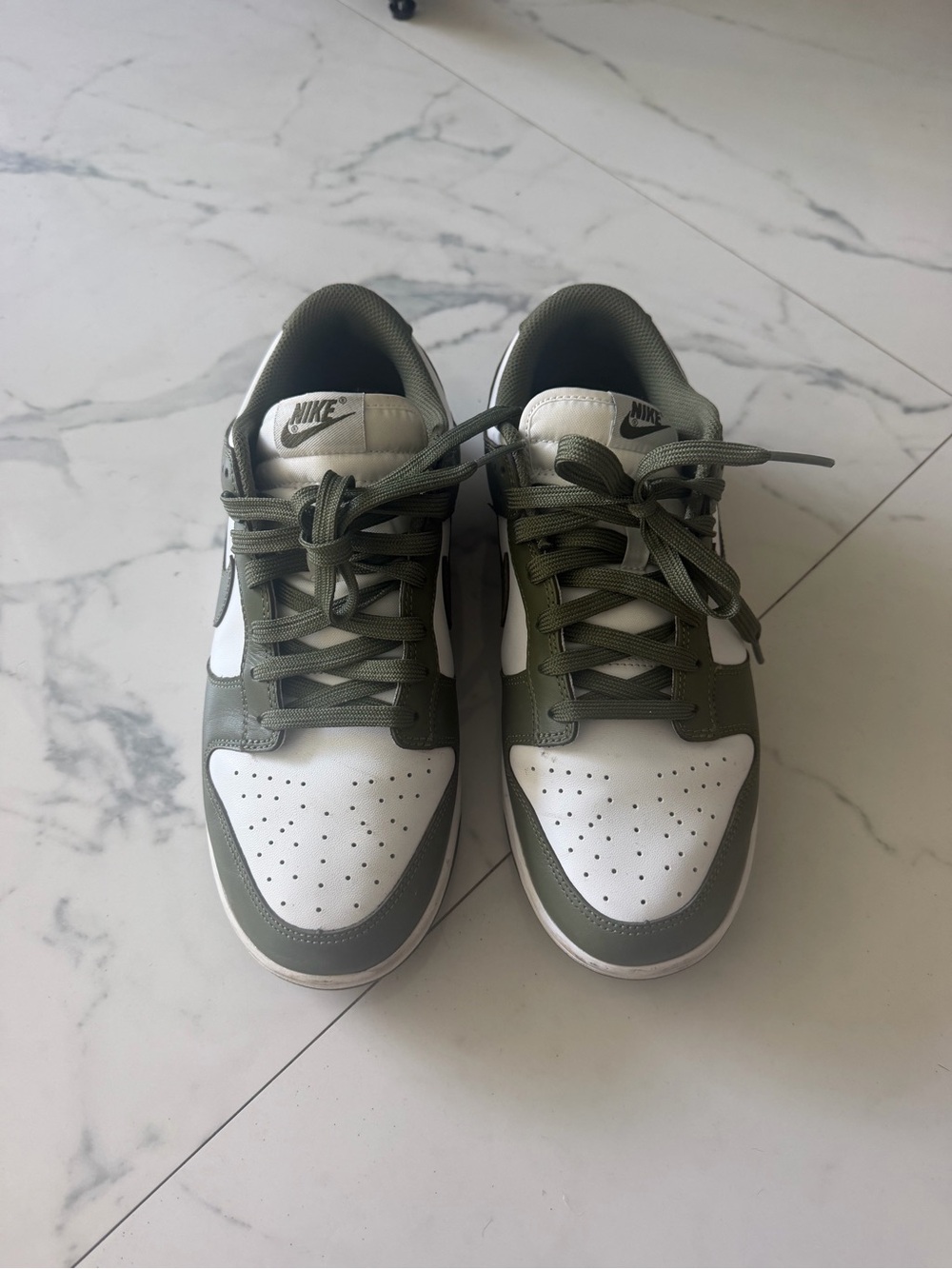 Nike Men’s Low-Top Sneakers in White and Olive Green